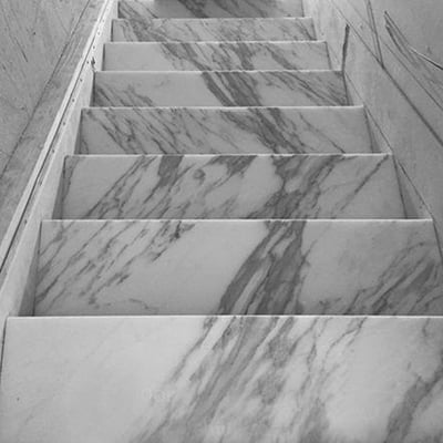 White marble stairs with grey veins