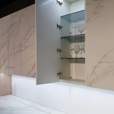 Kitchen cabinets with sintered stone doors