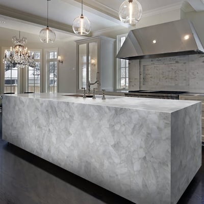 Luxurious island from white quartz by Nemesi Stone
