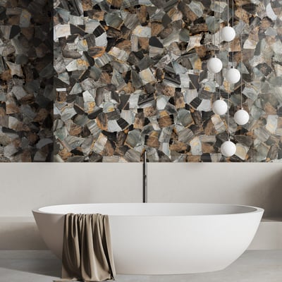Luxurious bathroom wall from Shellflint jasper - Maer Charme precious stones