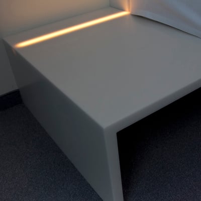 Minimalistic night table from Corian with integrated LED lightning / fabricator - Gforma