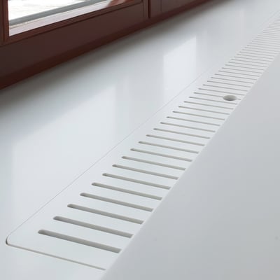 White solid surface windowsill with removable grid / fabricator - Gforma