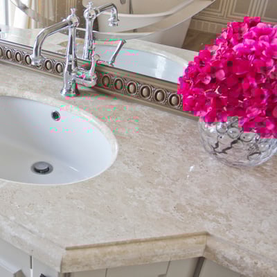 Cream colored marble vanity