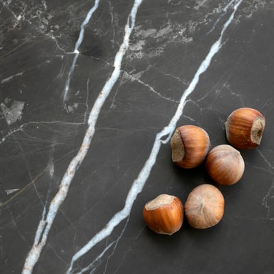 Black Marquina marble floor with white veins