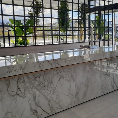 Outdoor restaurant bar counter from Sensa granite