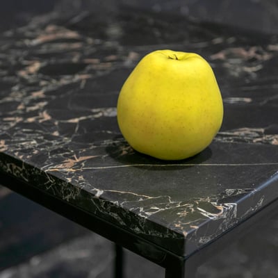 Cosmic Black marble coffee table with narrow golden veins