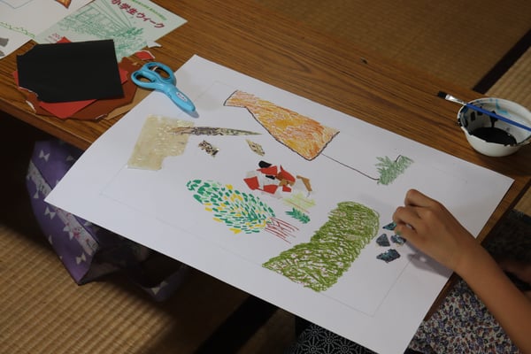 ポスターを描こう（螺鈿をコラージュ）