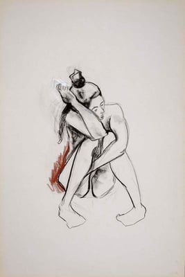 1999, #33, fusain et sanguine sur papier, 61 x 91 cm. - Charcoal and red chalk on paper, 24 x 36 