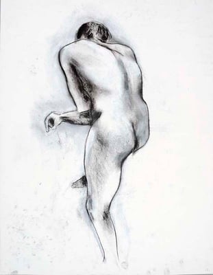 1991, #76, fusain sur papier, 45 x 61 cm. - Charcoal on paper, 18 x 24