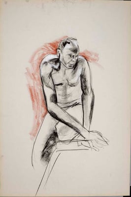 2010, #24, fusain et sanguine sur papier, 61 x 91 cm. - Charcoal and red chalk on paper, 24 x 36 