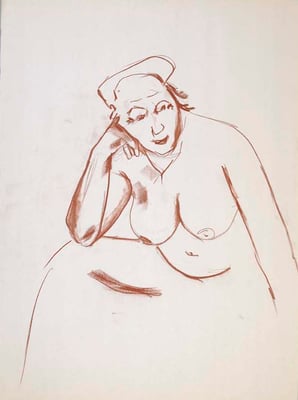 2006, #100, sanguine sur papier,  45 x 61 cm- Red chalk on paper, 18 x 24