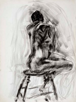 1985, #66, fusain sur papier, 45 x 61 cm. - Charcoal on paper, 18 x 24  