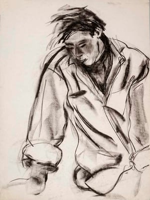 1985, #89, fusain sur papier,  45 x 61 cm.  - Charcoal on paper, 18 x 24