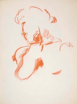#109, sanguine sur papier,  45 x 61 cm- Red chalk on paper, 18 x 24