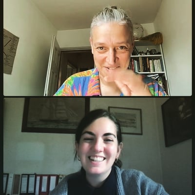 Nefeli im Zoom mit der slowenischen Autorin und Verlegerin Anja Golob