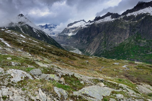Blick Richtung (ehemals) Unteraargletscher, 2. Juli 2016