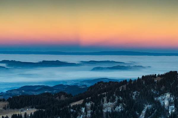 Niederhorn mit Blick auf das Berner Mittelland; 29.  Dezember 2016, morgens