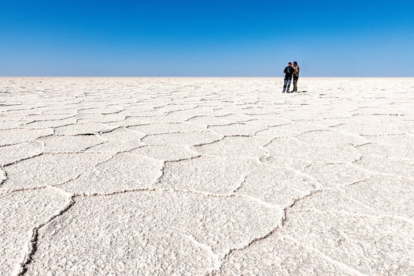 Namak Lake, ausgetrockneter Bereich des Salzsees bei der Wüste Kavir