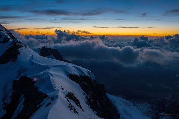 Abendstimmung mit Blick vom Jungfraujoch westärts; 19.7.2020