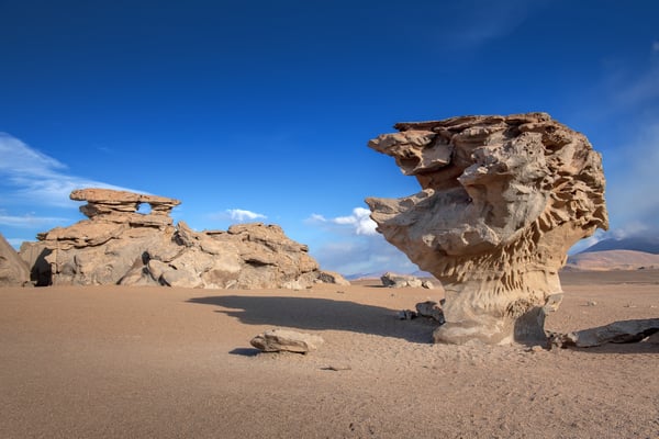Nördlich der Laguna Colorada, kurz vor  Eintritt in die Siloli-Wüste, die Begegnung mit dem 'Arbol de Piedra' 