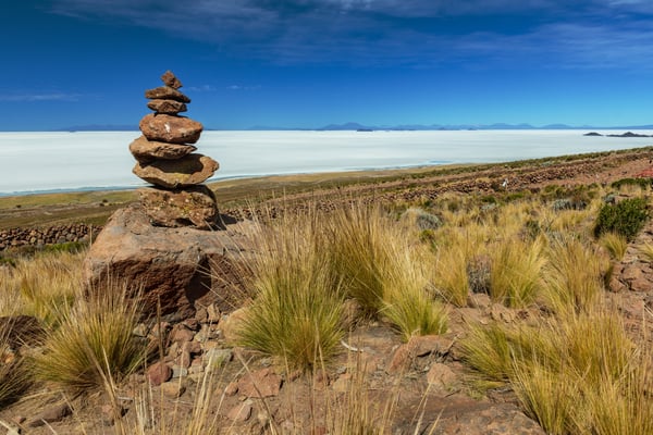 Salar Uyuni; Blick vom Vulkan Tunupa im Norden 