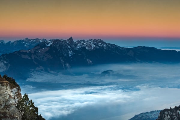 Niederhorn mit Blick über den Thunersee; 29. Dezember 2016, morgens