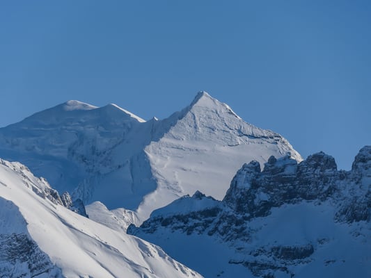 Ein letzter Blick zum Balmhorn und Altels. Die beiden Klassiker unter den hiesigen Gipfeltouren weisen meist erst im Frühling günstige Verhältnisse auf