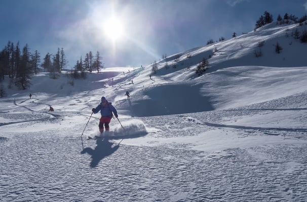 Traumhänge noch und noch, je weiter unten desto Powder, "Wäldele" ist Trumpf