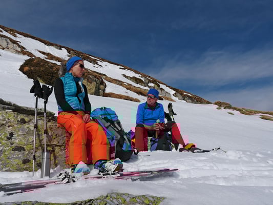 Umso mehr geniessen wir die Abfahrtspause bei strahlendem Sonnenschein