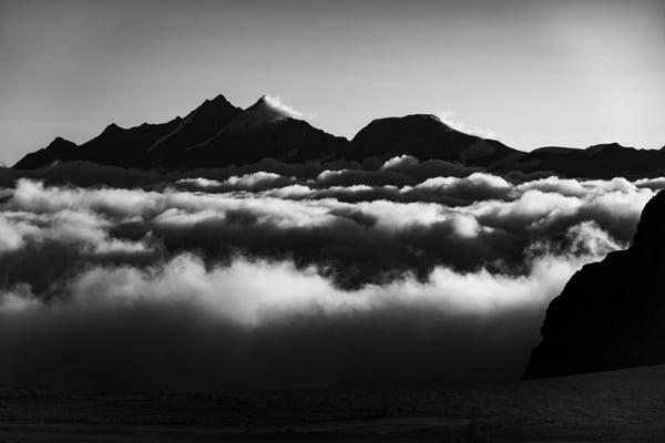 Dom, Täschhorn und Alphubel beim Aufstieg zum Furgghorn