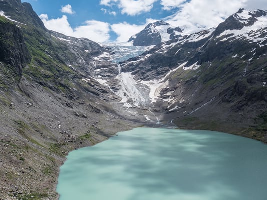 Der Triftsee und das schwindende Eis des Obre Absturz