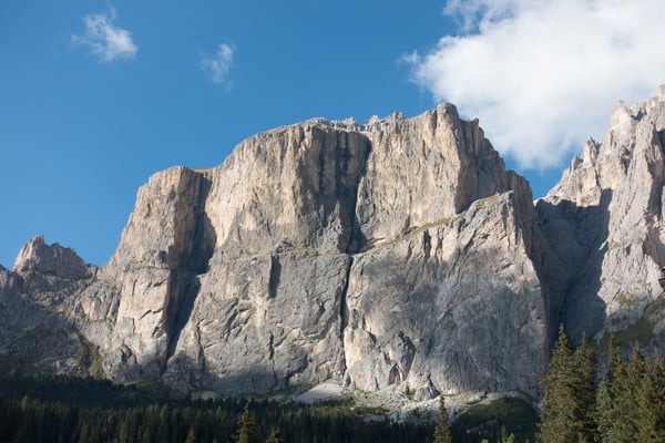 Piz Ciavazes, zum einklettern wählen wir eine leichte Route im rechten Wandteil aus