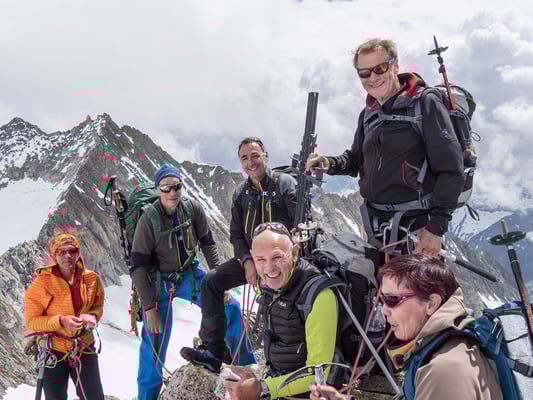 Strahlende Gesichter, ein langer Abstieg ins Gauli steht noch bevor