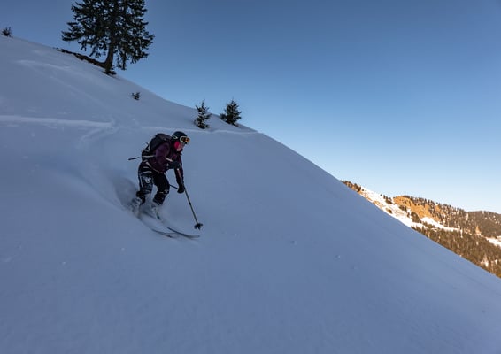 So geniessen wir das traumhafte Feeling im stark umgewandelten Schnee