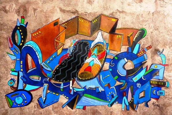 "Une paire de Huaraches" / Un par de Huaraches (Vincent Van Gogh, "Paire de chaussures", 1887) Acrylique sur amate, 60x40 cm. 2015