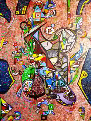 " Rezeeque " (Gira / Tourner, en langue Zapotèque) 89x116 cm, huile et acrylique sur lin. 2015