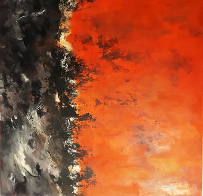 "Mitten im Rot" - Acryl auf Leinwand - 100 x 100 - 2007/2018