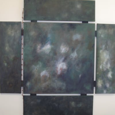 "Dornenkrönungen [Carravaggio, Gentilleschi, de Boulogne, van Baburen]" - Acryl auf Leinwand, Stacheldraht - 170 x 170 - 2011