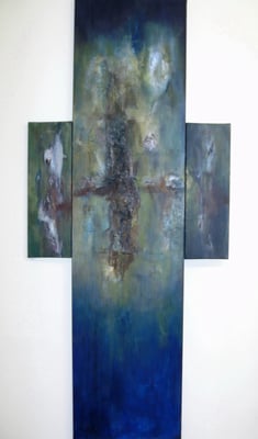 "Es ist vollbracht" - Acryl auf Leinwand, div. Materialien - 89 x 200 - 2009/2011