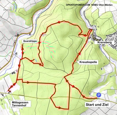 Die Wanderstrecke, auch als GPX-Datei auf dieser Website verfügbar.