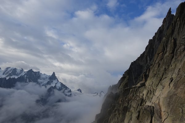 blick richtung dent du géant und grandes jorasses