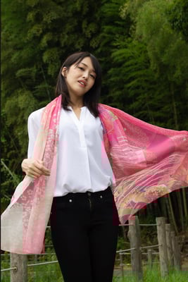 加賀友禅・ベクターデジタルデザイン和柄スカーフ