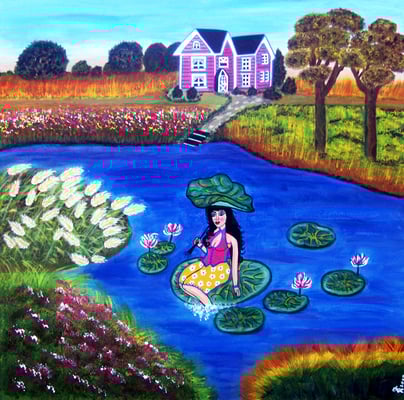 Lotusblüte, 60 x 60 cm, Acryl auf Leinwand