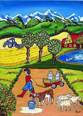 Bauernjunge, 30 x 25 cm, Aryl auf Leinwand