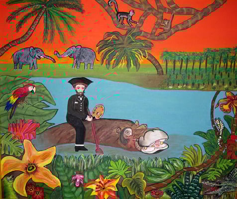 Henri im Paradies, 60 x 50 cm, Acryl auf Leinwand 