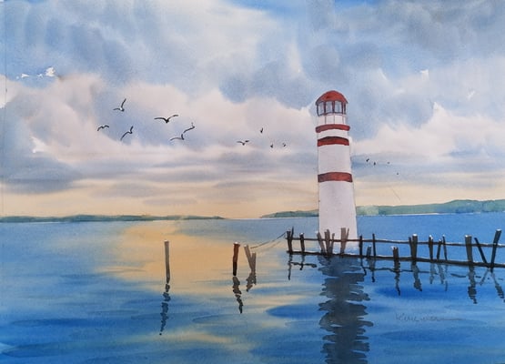 Leuchtturm in Podersdorf, 40 x 30 cm