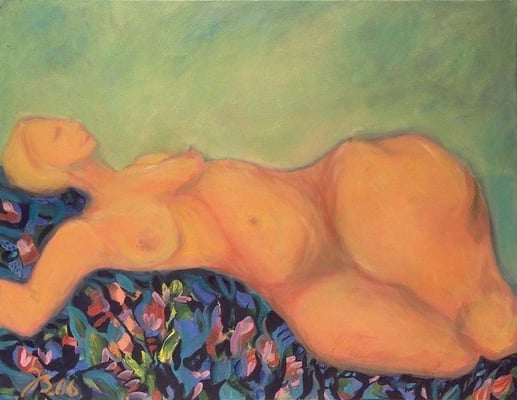 Dame auf Blumen | Öl auf Leinwand | 2006 | 90x70cm