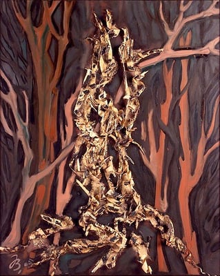 Spechtbaum Holzspäne | Öl auf Leinwand | 2005 | 80x100cm