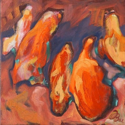 5 in rot | Öl auf Leinwand | 2002 | 40x40cm