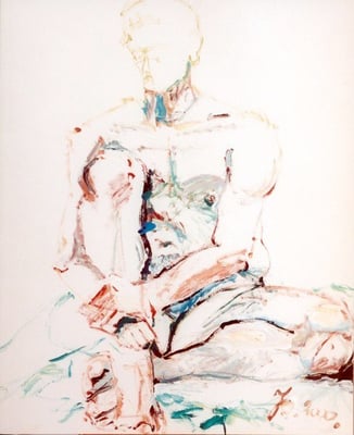 Männlicher Akt, sitzend | Acryl auf Karton | 2000 | 90x72cm